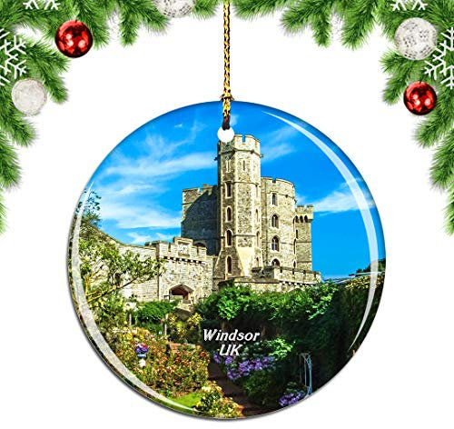 Weekino Regno Unito Inghilterra Windsor Castle Decorazione Natalizia Albero di Natale Ornamento Pendente sospeso Città Viaggi Souvenir Collection Porcellana da 2,85 Pollici
