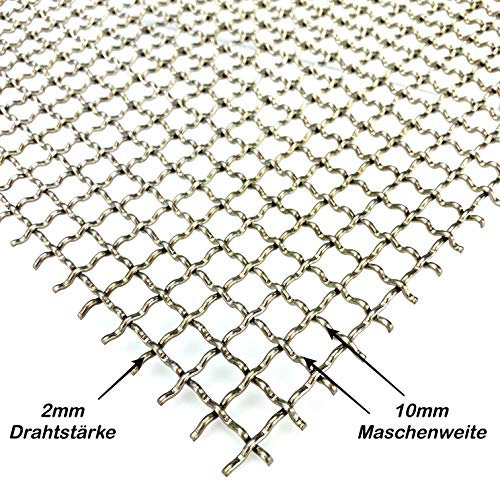 Edelstahl roh Wellengitter 10 x 10 mm Maschenweite Edelstahl 2 mm Drahtstärke Gitter Drahtgitter Wellgitter Zuschnitt nach Maß (1000 mm x 400 mm)