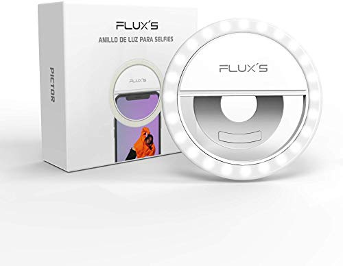 Mini Flux'S LED-Selfie-Ring, wiederaufladbar über USB, mit Befestigungsclip, für Handy, Tablet oder Laptop, für Selfies, Youtube, TIK Tok, Instagram, direkt, Videoanrufe, Make-up