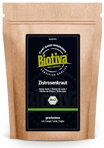 Zistrosenkraut Bio 500g Cistus Incanus - hochwertigste Bio-Qualität - Vorratspackung - Abgefüllt und kontrolliert in Deutschland - Biotiva