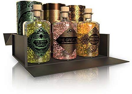 Michi Palma | The Great Trio, Classic Geschenkset auf Gin-Basis (3 x 0.5 l) | Verpackt in einer hochwertigen schwarzen Magnetbox | Goldene Gin-Geschenkidee | Premium Spirituose