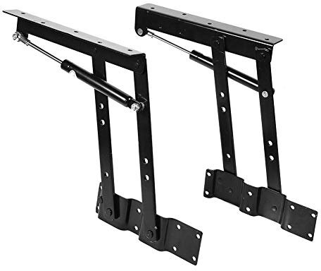 Lot de 2 charnières hydrauliques, cadre de levage de table basse, support de cadre de bureau sur pied pliable, antirouille, charge maximale 50 kg, noir