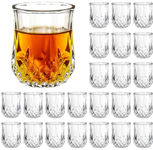 Quadratische Schnapsgläser Set von 24-60ml klare Gläser Schnapsgläser Set mit schwerem Boden Whiskygläser ideal für Wodka Tequila, Cocktail