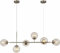 KCO Lighting - Lámpara rectangular moderna de mediados de siglo, 6 luces, globo de cristal, lámpara colgante de níquel cepillado, iluminación ajustable para isla de cocina (plata + ámbar)