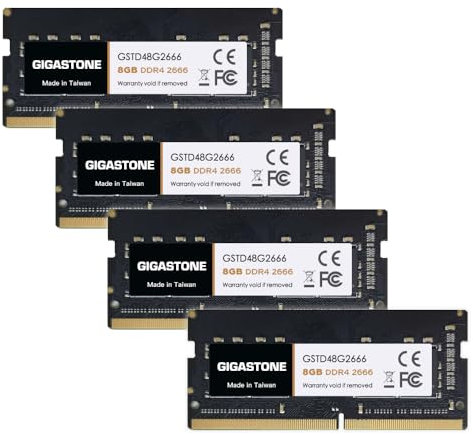 【DDR4 RAM Solo Notebook】GIGASTONE 32GB Kit(4x8GB) DDR4 2666MHz (2400MHz or 2133MHz) PC4-21300 (PC4-19200/17000) CL19 1.2V SODIMM 260pin Memoria notebook–Unbuffered Non-ECC, alte prestazioni