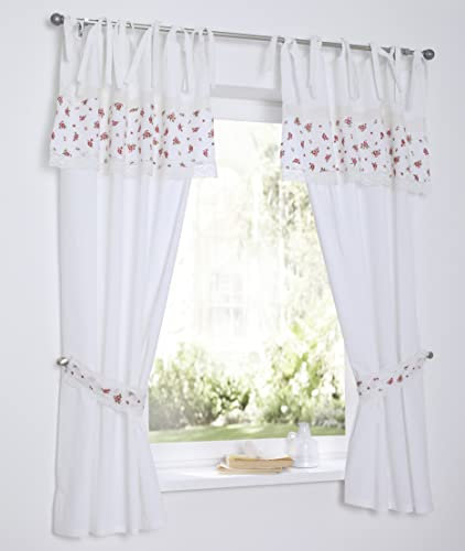 Kutti Vorhang Lavie Gardine Store weiß Blickdicht Landhaus Blumen Häkelspitze, mit Raffhalter, Höhe 145 cm, Breite 90 cm (1 Stück)