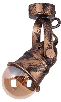TWSXTE Plafón de estilo rusticos vintage, foco LED, aplique interior regulable, apliques de pared rusticos, casquillos E27, para bombillas de hasta 60W (sin bombilla)
