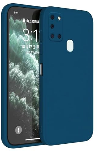 Topme Coque pour Samsung Galaxy A21s (6.5 inches) Etui Housse, Protecteur de Peau en Silicone TPU - Bleu Saphir