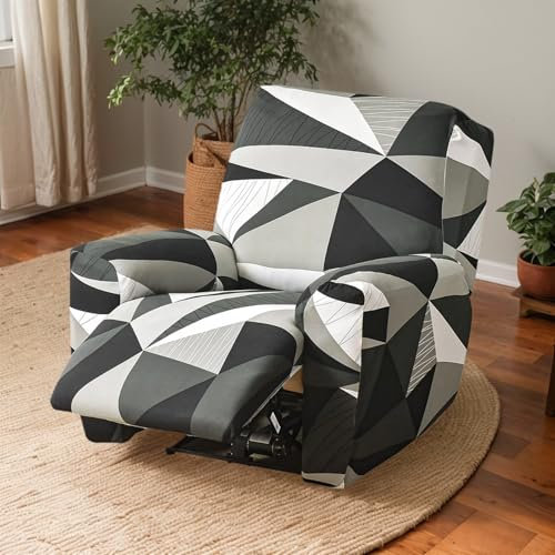OKYUK Housse de Fauteuil Relax Haute élasticité pour Fauteuil Relax inclinable 4 pièces avec Poches latérales, Amovibles et lavables Housses de Protection (Space)