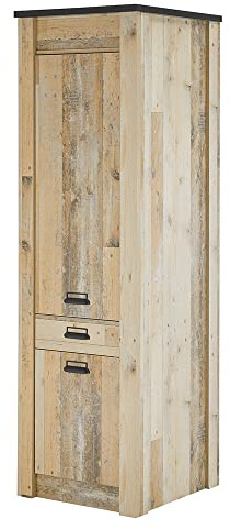 Lomadox Stauraumschrank inkl. Softclose-Funktion in Old Style hell Nb. mit anthrazit, B/H/T: ca. 62/201/64 cm