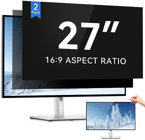 IPROKKO [2 filtri per schermo da 68,6 cm per computer da 27 pollici, pellicola protettiva rimovibile antiriflesso blu per monitor widescreen 16:9 da 27, protezione anti spia di sicurezza, confezione