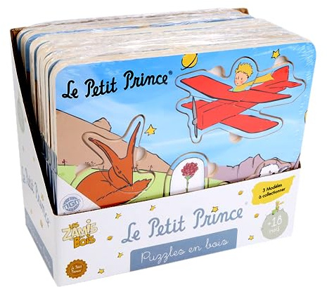 PLANÈTE Bois - Pack mit 12 Puzzles - Lernspiel - Der kleine Prinz - 865003PA - 5 Teile - Mehrfarbig - Holz - Kinderspiel - Kinderpuzzle - 21,5 cm x 17,5 cm - Ab 18 Monaten