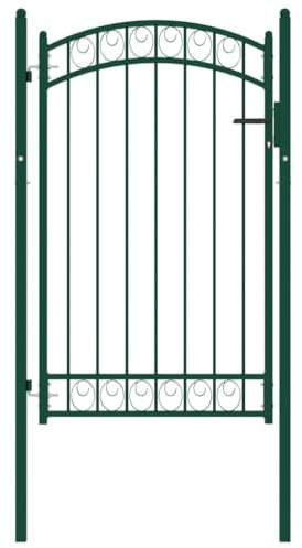 vidaXL Zauntor mit Gewölbter Spitze Gartentor Gartentür Hoftor Gartenpforte Hoftür Zauntür Gartenzaun Tor Tür Pforte Metalltor Stahl 100x150cm Grün