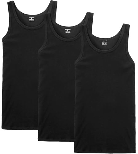NUOZA Cotton Vests for Men UK 3 Pack Ribbed Men's Vests Black Tank Top Men Fitted Sleeveless Undershirts for Gym Running Summer Multiple Colors and Sizes 2XL
