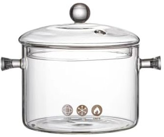 Pentola in vetro trasparente, casseruola in vetro con coperchio, resistente al calore, in vetro borosilicato, per pasta, noodle, zuppe, latte (B/16 cm-1900 ml)