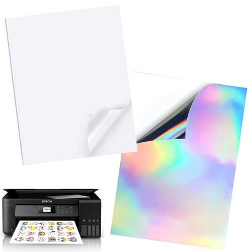 20 Stück Aufkleberpapier Selbstklebende, Vinyl-Aufkleber Papier, Vinylfolie Sticker Papier, Aufkleber A4 Kompatibel mit Inkjet & Laser Drucker, Kompatibel mit Den Meisten Tintenstrahldruckermodellen