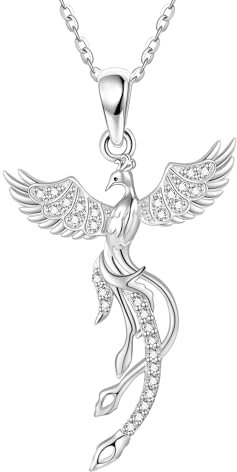 JERWLI Phönix Halskette Sterling Silber 925 Phoenix aufsteigend Anhänger Halsketten Phoenix Vogel Schmuck für Frauen Mädchen
