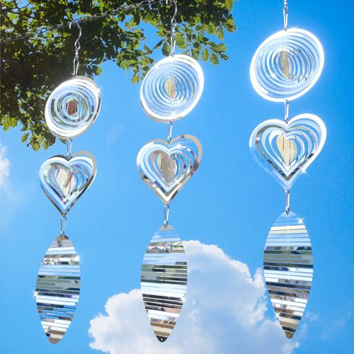 Factee Dissuasif d'oiseaux pour l'extérieur, Moulin à Vent réfléchissant en Acier Inoxydable 3D, décoration de Jardin, dispositifs effrayants pour Garder Les Pics