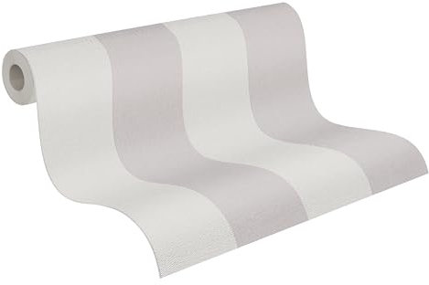 A.S. Création Non-Woven Wallpaper with Stripes in Beige Cream Grey - High-Quality Striped Wallpaper 397973-10.05 m x 0.53 m - Wallpaper for Living Room - Made in Germany
