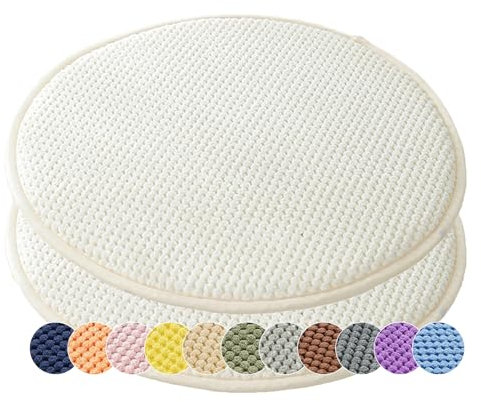 1/2er Set Rund Sitzkissen Kordsamt Rund Stuhlkissen Polster Auflage Kissen, Stuhlauflage rutschfest Sitzpolster für Haus & Garten Büro (Beige,45x45cm (2er-Pack))