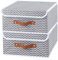 OUTBROS Storage Boxes with Lids, Fabric Foldable Bins Organizer, Cube Cabinet Basket with Artificial Leather Handles,32 X 32 X 16cm, Wave Pattern, 2-Pack