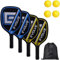 Juego de paletas de Pickleball, con 4 remos de Madera, 4 pickleballs y 1 Bolsillo portátil para Uso Interior y Exterior, Excelentes Palas para Principiantes (Amarillo)