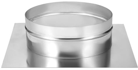 PATIKIL 10 Duct Connector Flange, Galvanized Air Ducting Mounting Plate Dryer Vent Chimney Top Plate Square to Round for Heating Cooling Ventilation HVAC Exhaust Fan Vent Systems, 14x14