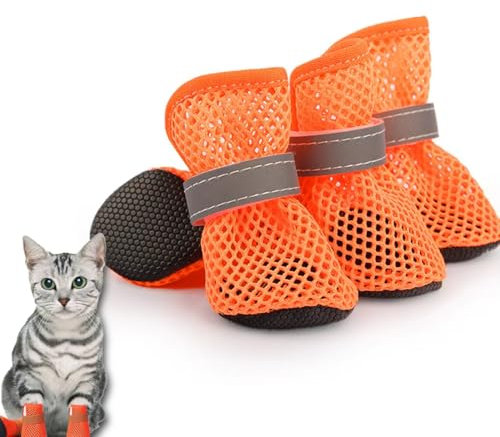 4 Stück Wasserdicht Hundeschuhe, Anti-Rutsch Hundestiefel Verschleißfeste Gummisohle Hundeschuhe Hundeschuhe Pfotenschutz Hunde Schuhe Outdoor atmungsaktiv Hundeschuhe Hundesocken Anti Rutsch