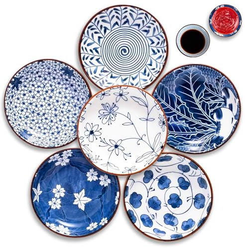 Sinzau 6 ciotole, piattino, piccoli piatti impilabili, mini salsa di soia per dessert, sushi, snack, soia (stile 2)