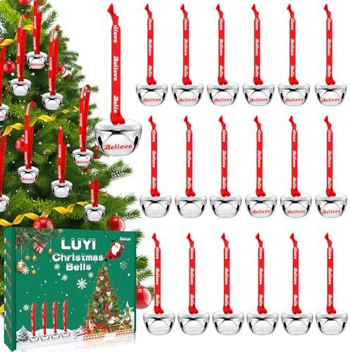 24 Sets Weihnachtsglocken, Weihnachtsglocken, Bulk-Polar-Express-Dekorationen, Weihnachtsgeschenke, Gastgeschenke, silberfarbene Schlitten, Glöckchen für Weihnachtsbaum, Heimdekoration, 4,1 cm