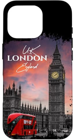 London-UK-Outfit-Stil, ich liebe London, coole Londoner Skyline Hülle für iPhone 16 Pro
