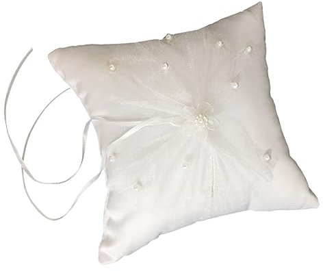 OFFSCH Hochzeit Ringkissen Aus Spitze Mit Perlen Elegantes Für Trauung Braut Und Blumenmädchen Kompakte Für Einfache Handhabung Charmantes Design Für Bezaubernde Ringe