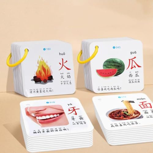 ZHXQRP Chinesische Früherziehungskarte Chinesische Schriftzeichen Sichtwörter Lernkarten Mandarin-Chinesisch chinesische Anfängerstufe