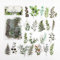 Barlone Scrapbooking Sticker Pflanzen, 40 Blatt PET Grün Pflanzen Aufkleber, Vintage Stickers Blätter Deko Sticker, Journaling Scrapbooking Sticker Bookish Sticker für Kinder DIY Fotoalbum Stickerbuch