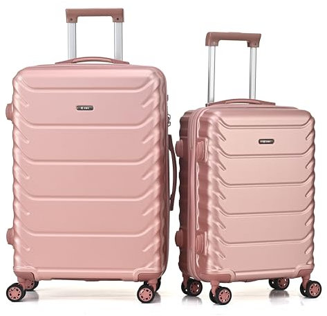 RMW Suitcase Luggage Set - Lightweight & Durable Suitcases Trolley- Check-in & Carry-On 3-Digit Combination Lock, Aluminum Telescopic Handle, 4 Dual Spinner Wheels (Rose Gold, Cabin 20 + Medium 24)
