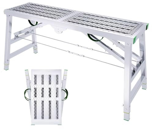 GHHDPDMJ Tragbare, zusammenklappbare Gerüst-Arbeitsplattform, höhenverstellbar, 400 kg Tragkraft, ideal zum Reinigen und Streichen von Wänden