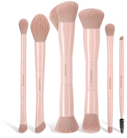 MAANGE Make up Pinsel 6-teiliges Dual-Ended Schminkpinsel Set für Contouring, Blending & Highlighting | Inkl. Concealer-, Lidschatten-, Foundation-Pinsel (12-in-1)