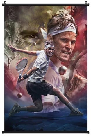 KANGZENG Alexander Zverev Tennis-Superstar-Wandposter, Leinwand, Dekoration für Zuhause, Schlafzimmer, schwarze Achse mit solidem Rahmen, 60 x 90 cm