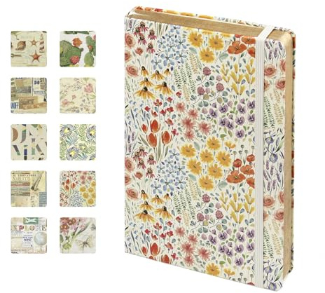 WETLOTE A5 Hardcover Notizbuch, Florence & Provence Serie, 106 Blatt Liniert Mit Verschlussband, Lesezeichenband, Innentasche, für Reisen, Schule, Büro, 14 x 21cm-Tulpe