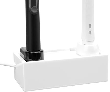 Linkidea - Caja para cables de cepillo de dientes eléctrico, organizador de cables oculto para tocador, estuche para cargador y regleta, mantiene la encimera y el enchufe limpios (blanco)