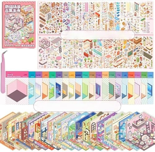 DIY 3D Aufkleber Szenen 20 Sets 3D Sticker Scene DIY 3D Aufkleber Szene Sammlung Buch für Mädchen Machen Sie Ihre eigene Stickers Therapie für Erwachsene Stresslinderung