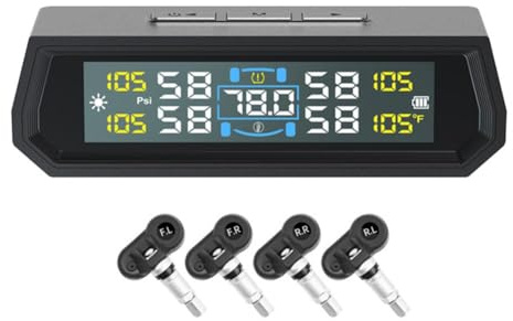 LZYWOD Reifendruckkontrollsystem, LCD-Display, Sensor, Autoalarm, L2Q5, wasserdicht, extern/intern, TPMS
