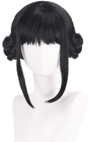 bi bi hou Zoe Cosplay Perücke Schwarz Länge 33cm Anime Demon Hunters Verkleidung Zoe Wig Halloween Karneval Party Kostüm Zubehör Anime Perücke Erwachsene