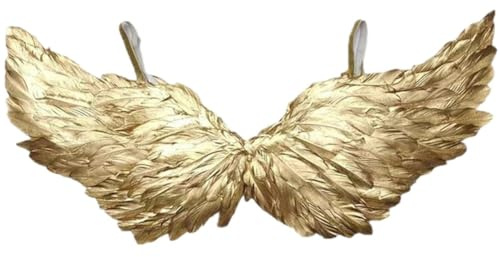 Fituenly Kinder Engel Federflügel Weihnachtsengel Party Kostüm Flügel Halloween Weihnachten Maskerade Zubehör Gold
