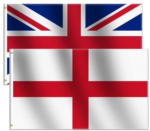 2 Pack- Union Jack England Flags 3x5 Ft, indoor Outdoor Double Side 100D Polyester -3' x 5' United Kingdom British English St George’s Cross Flag