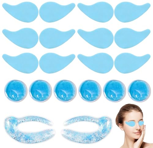 20 Stück Kühlpads Augen, Augenkühlpad, Wiederverwendbare Augenpads, Warm- und Kalt-Doppelverwendung, Lindert Augenermüdung, Bekämpfen Sie Augenringe und Schwellungen