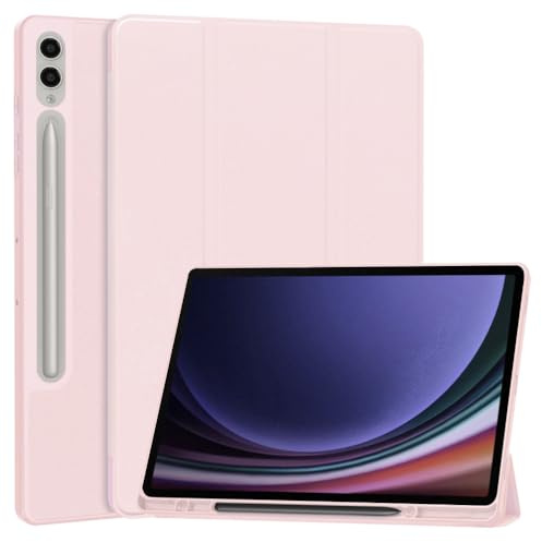 Techsuit für Samsung Galaxy Tab S9 Plus und S10 Plus Hülle mit Stifthalter, Dreifach Ständer, Schlankem Design, Auto Sleep Wake, Präzisen Aussparungen, Flex Trifold Series, Rosa