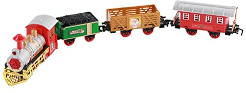 Tixiyu Juego de ferrocarril eléctrico de Navidad con sonido realista y luz para decoración de árbol de Navidad, juguete de tren de plástico con pilas