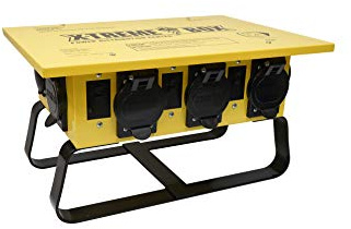 Southwire Temporary Power X-Treme Box - 50A 125/250V Portable Power Distribution with 6 5-20 U-Ground/Straight Blade Receptacles - Rugged Steel Construction