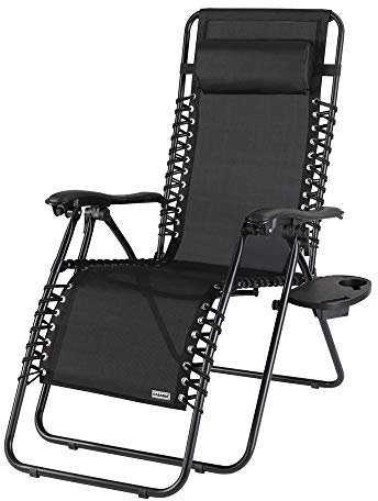 Chaise longue Deuba réglable avec oreiller - Fauteuil à dossier haut - Fauteuil de jardin - Chaise de jardin - Noir